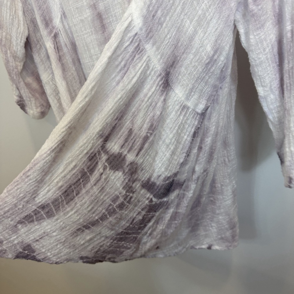 M. Rena Large Tie Dye Tunic Top Gauzy Lightweight Cotton Blend V-Neck - Picture 5 of 9